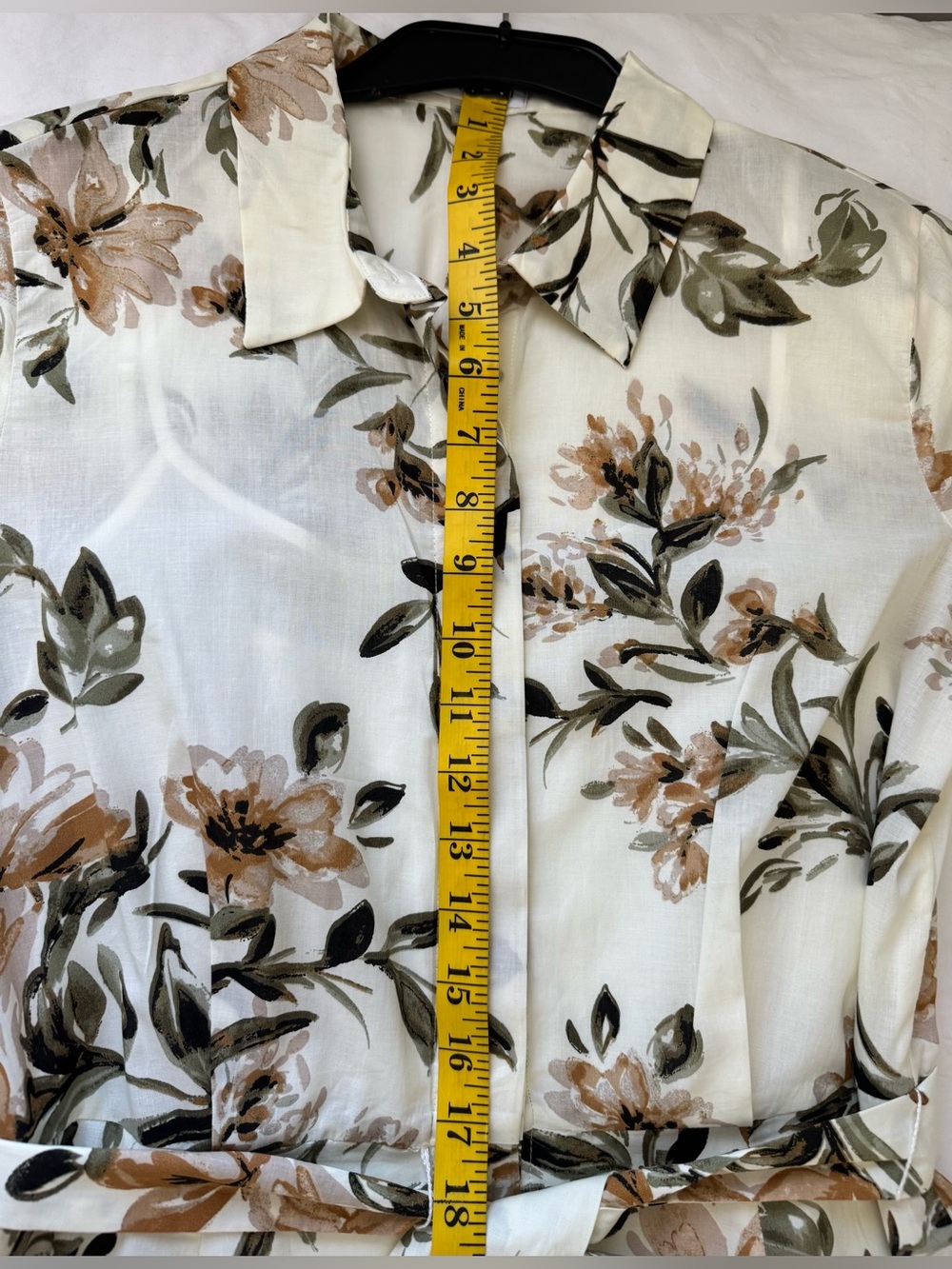 NWT Calvin Klein Floral Cotton Button-Up Belted Shirt Dress - 6 - Picture 10 of 13